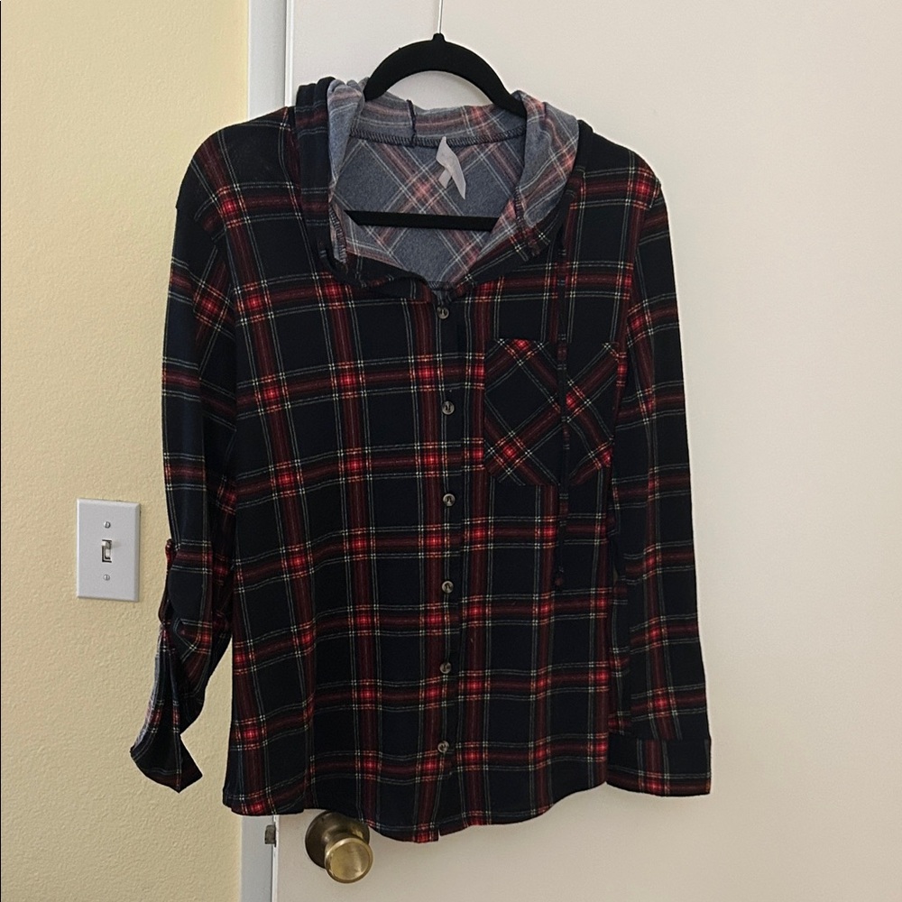Eden & Olivia Red and Black Plaid Shirt